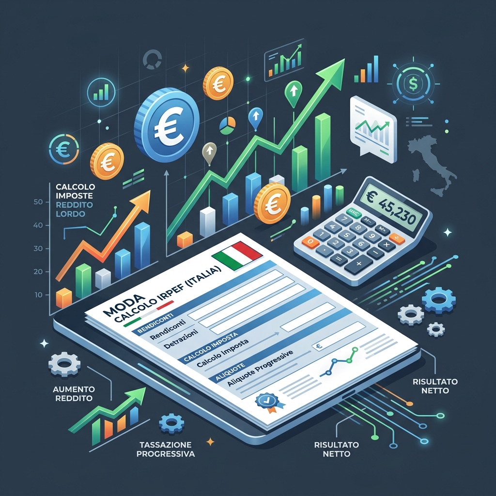 Sleek vector illustration representing Italian income tax calculations