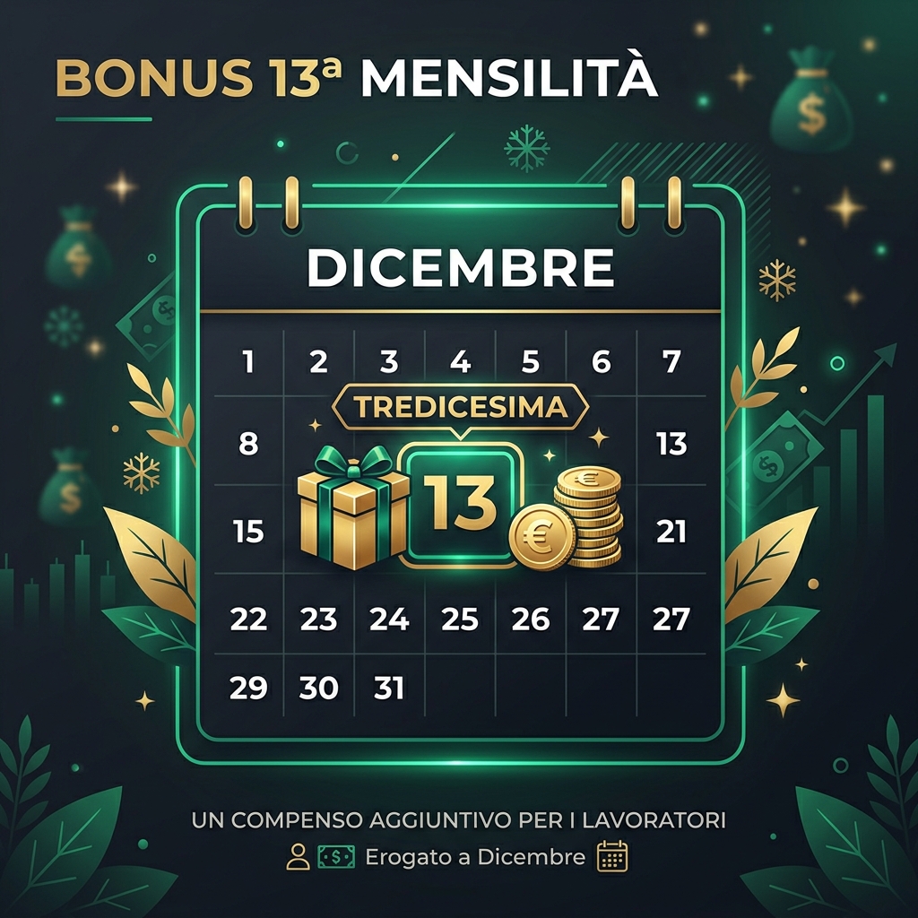 Minimalist vector illustration representing the 13th month salary bonus block highlighted on a December calendar
